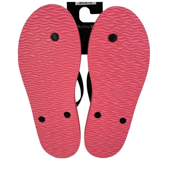 Hurley Flip-Flops  Men's Size 12  NWOT  Palm Tree Print  Sandals  Black / Pink - Picture 2 of 2